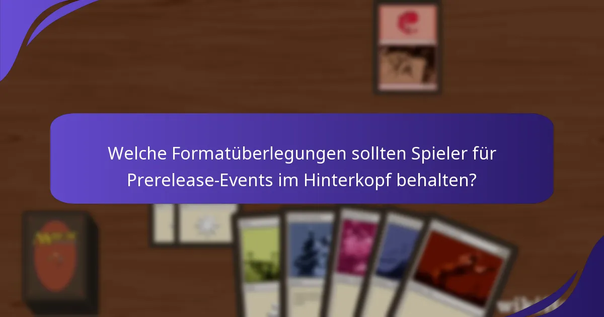 Welche Formatüberlegungen sollten Spieler für Prerelease-Events im Hinterkopf behalten?